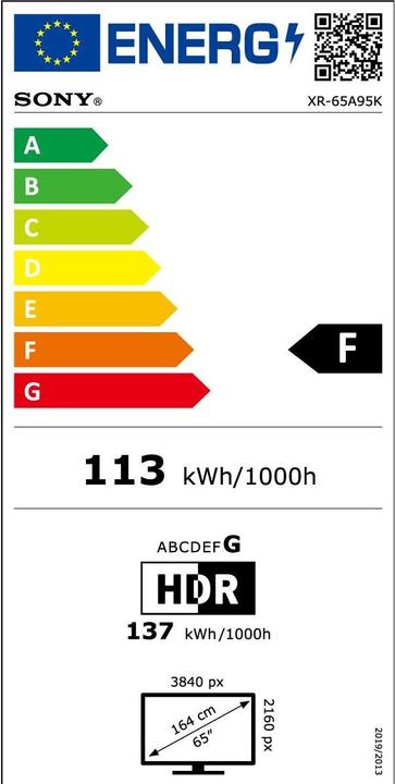 Energie-Label Sony OLED XR-65A95K (65", A95K, QD-OLED, 4K, 2022)