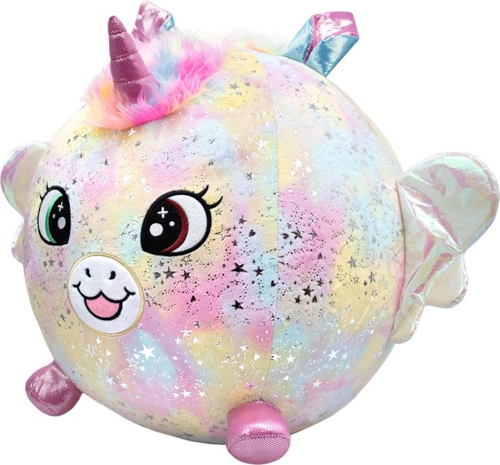 Actual product image Moose Biggies inflatable unicorn rainbow soft toy