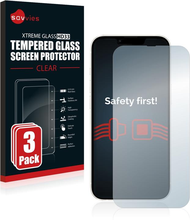 Actual product image Savvies Tempered Glass (3 Piece, Apple iPhone 13)