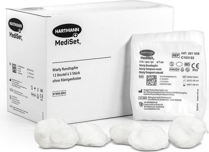 Produktbild IVF Hartmann Marly Rundtupfer Gr7 steril 12 Btl 5 Stk