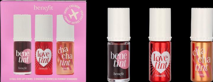 Actual product image BeneFit Cosmetics Lip Tints to Love (Violet, Gold, Red)