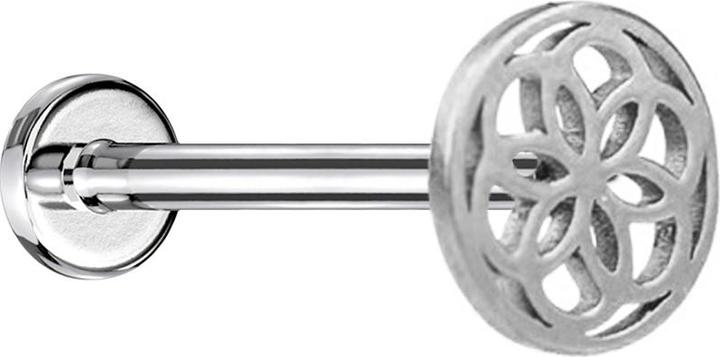 Produktbild Star Piercing Micro Labret Innengewinde silber Blume des Lebens (Chirurgenstahl 316L, ohne Messing)