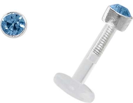 Image du produit Bijouteria Piercing pour lèvre/Tragus (Bioplastique, Argent 925, Cristal Swarovski)