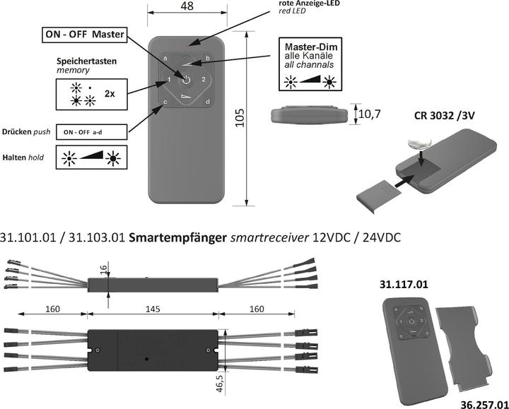 Image du produit Halemeier Commutateur/dimmer radio 4 canaux 4-Mitter Smart set