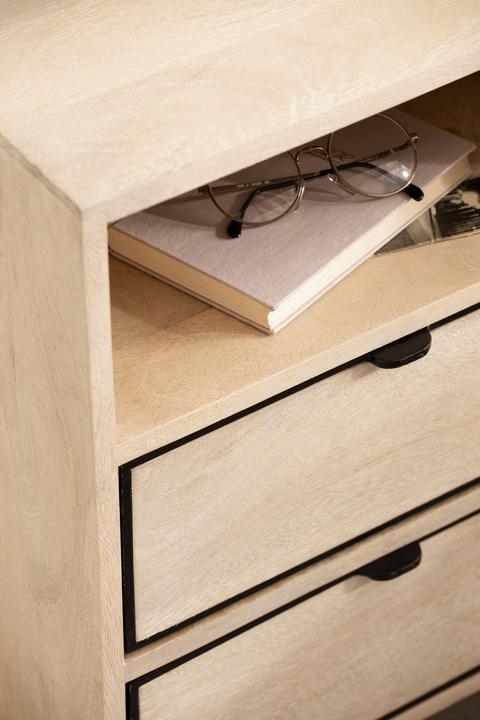 Actual product image FineBuy Bedside cabinet FB96459 solid wood brown