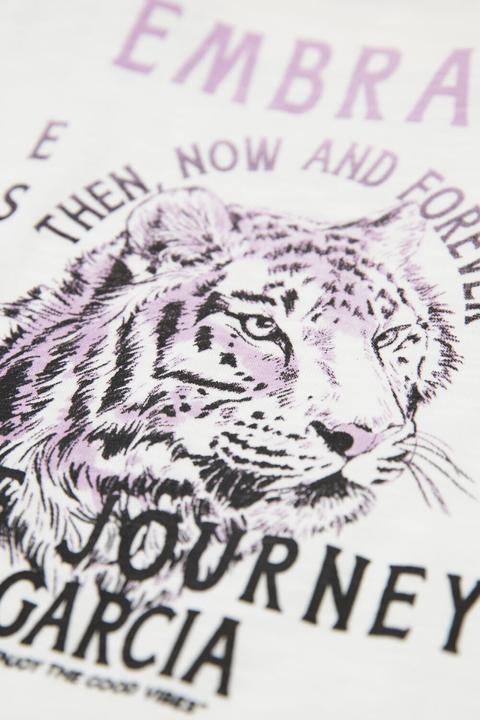 Actual product image Garcia White T Shirt with print on the back (140)