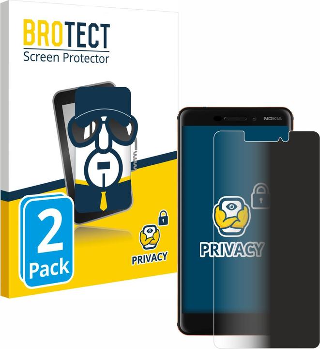 Productafbeelding BROTECT Anti-spionnetje privacyfolie Beschermfolie tegen blauw licht (2 Stuk, Nokia 6.1)