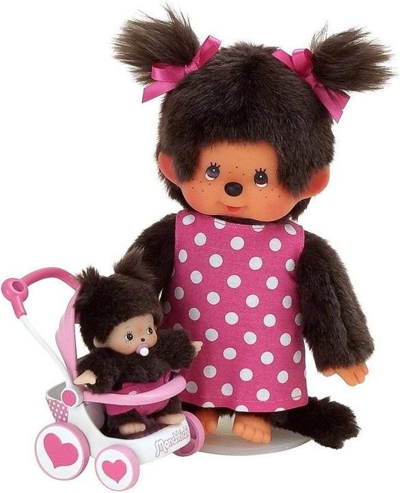 Monchhichi knuffelpop Moeder met buggy 20 cm (20 cm)