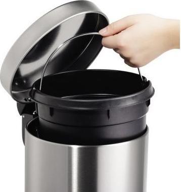 Produktbild Helit Tretabfalleimer the silent 25 x 40 cm (Ø x H) 12l Edelstahl/Kunststoff silber (12 l)
