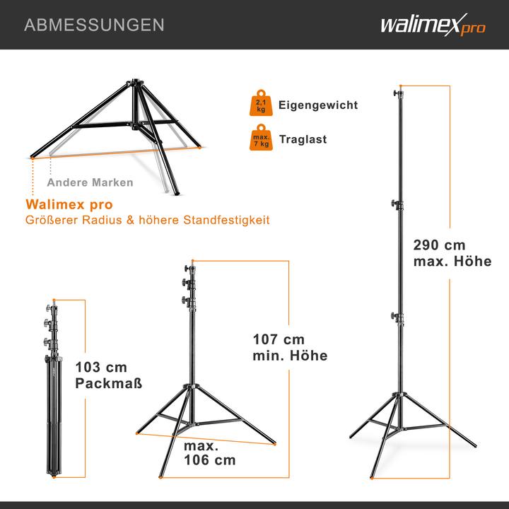 Produktbild Walimex pro Pro Lampenstativ AIR, 290cm (290 cm, 7 kg)