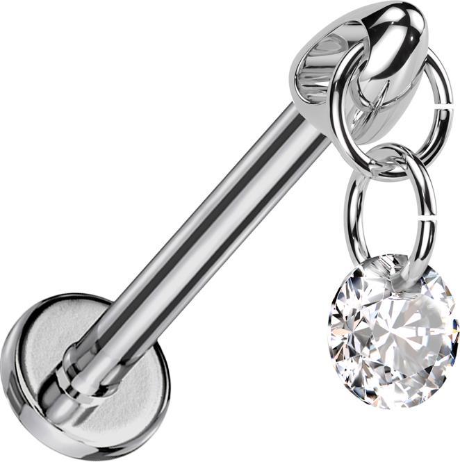 Produktbild Star Piercing Micro Labret Innengewinde silber Cone silber Anhänger runder Kristall silber (ohne Messing, Titan G23)