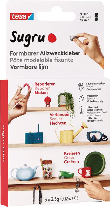 Produktbild Sugru by tesa Sugru 3x Formbarer Allzweckkleber, vielseitige Klebeknete zum Dekorieren, Kleben & Reparieren (10.50 g)