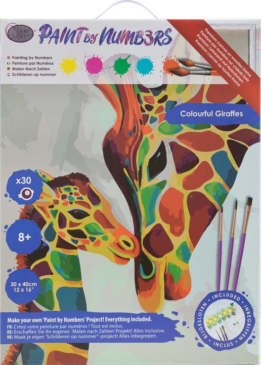 Immagine prodotto Craft Buddy Set di quadri Painting by Numbers 30x40cm Giraffe colorate