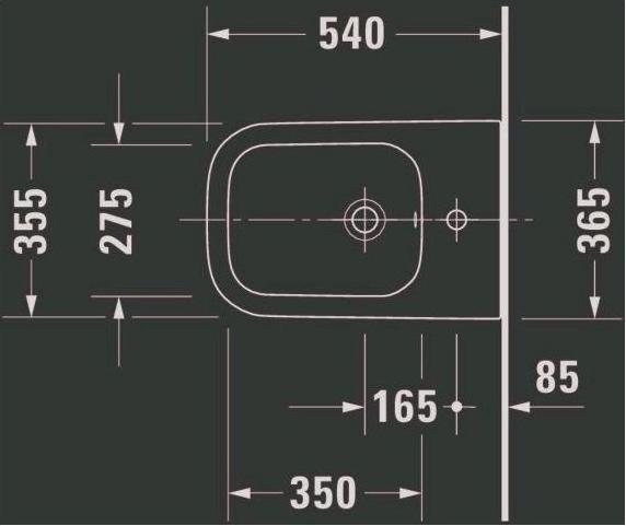 Actual product image Duravit Wall-mounted bidet HAPPY D.2 m ÜL HLB 355x540mm 1 HL anthr matt WG