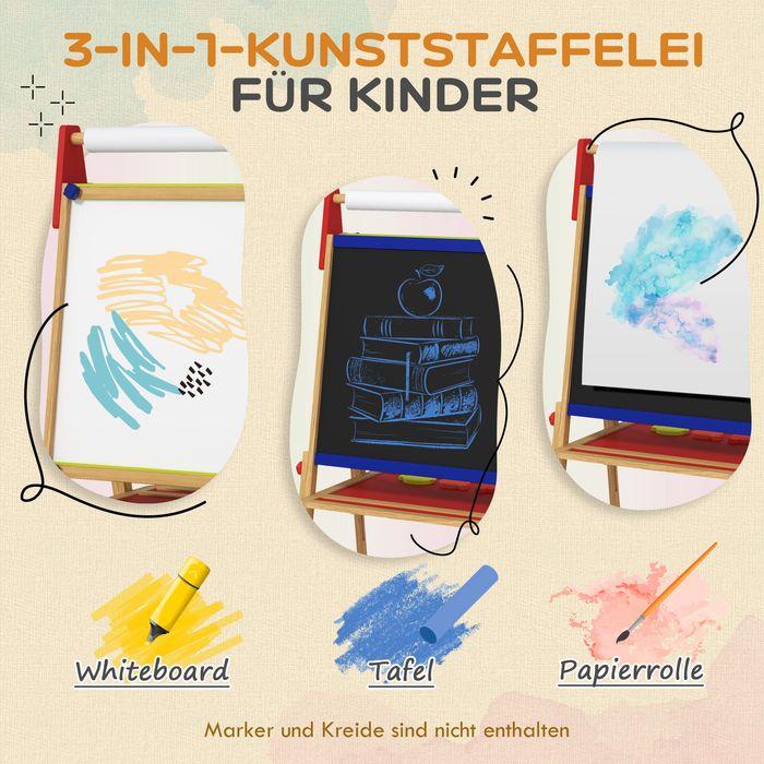 Produktbild Swisshandel24 3-in-1 Kindertafel höhenverstellbar, doppelseitige Kinder Staffelei mit Ablage