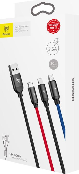 Produktbild Baseus Three Primary Colors 3-in-1 (0.30 m, USB 2.0)