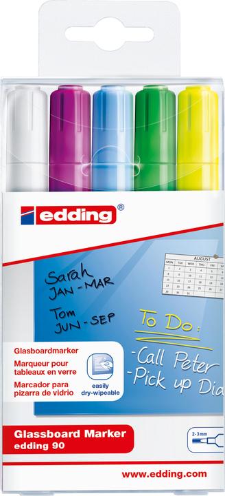 Produktbild Edding Glassboardmarker 90 5er Etui (Mehrfarbig, 3 mm, 5 x)