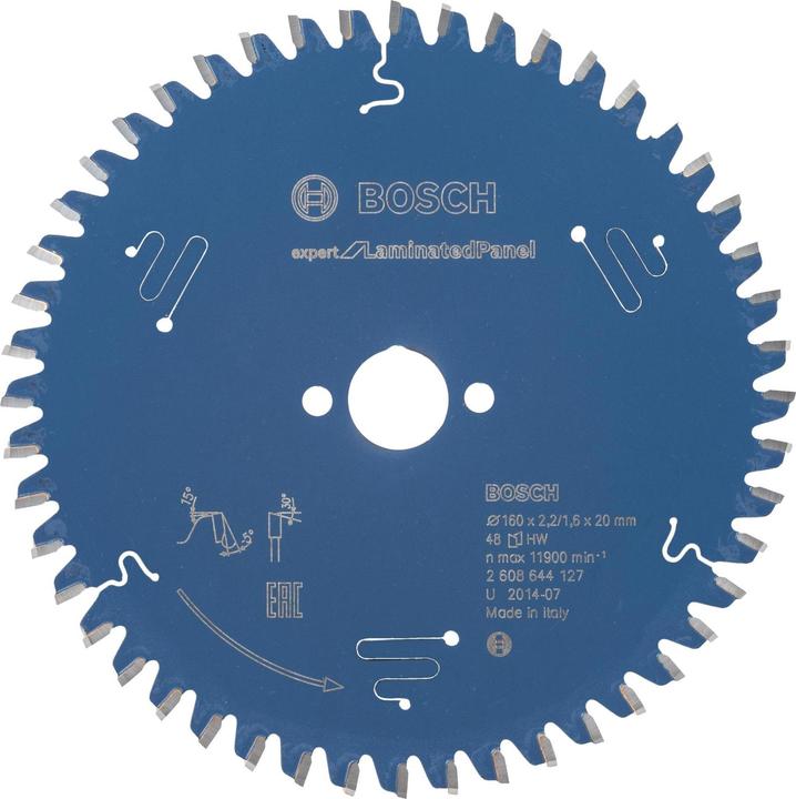 Bosch Professional Zubehör Kreissägeblatt Expert for Laminated Panel, 160 x 20 x 2,2 mm, 48