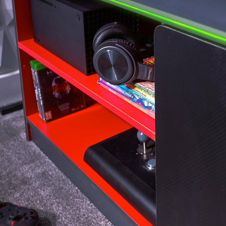 Actual product image X Rocker Carbon-Tek gaming TV board with LED lighting - grey/red