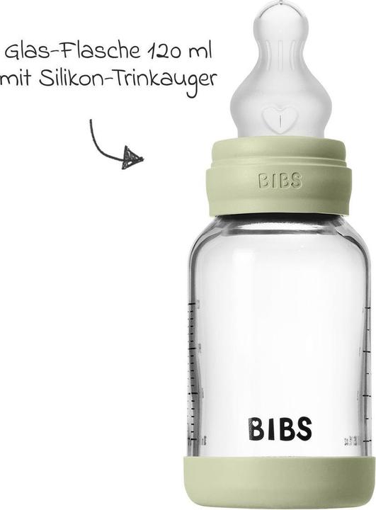 Produktbild Bibs Babyflaschen Glas-Flasche Baby Bottle Round 120 ml + Silikon-Trinksauger (120 ml)