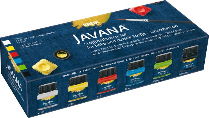 Image du produit Kreul Peintures pour tissus (Blanc, Jaune, Vert, Bleu, Noir, Rouge, 120 ml)