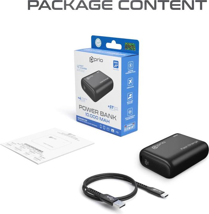 Image du produit prio Fast Charge (22.5W SCP/20W PD/ QC3.0 ) Power Bank 10.000mAh schwarz (10000 mAh, 37 Wh)