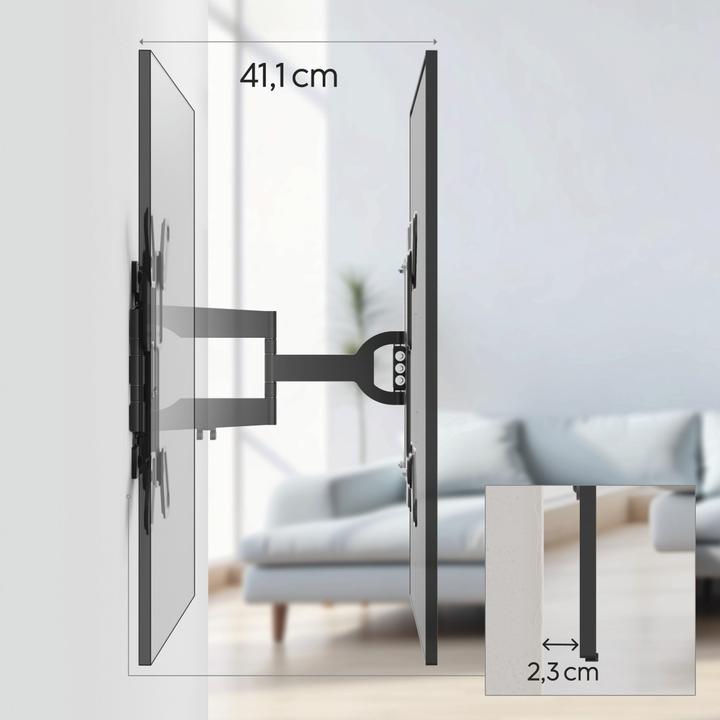 Produktbild Hama TV-Wandhalterung, OLED, flach, schwenkbar, ausziehbar, 229cm (90") bis 50kg (Wand, 90", 50 kg)