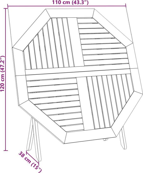 Immagine prodotto VidaXL Gartentisch Klappbar Ø110 x 75 cm Akazie (110 cm)