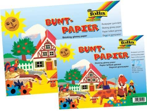 Produktbild Folia Buntpapier gummiert farbsortiert 80 g/qm 12 Blatt (80 g/m², 12 x)