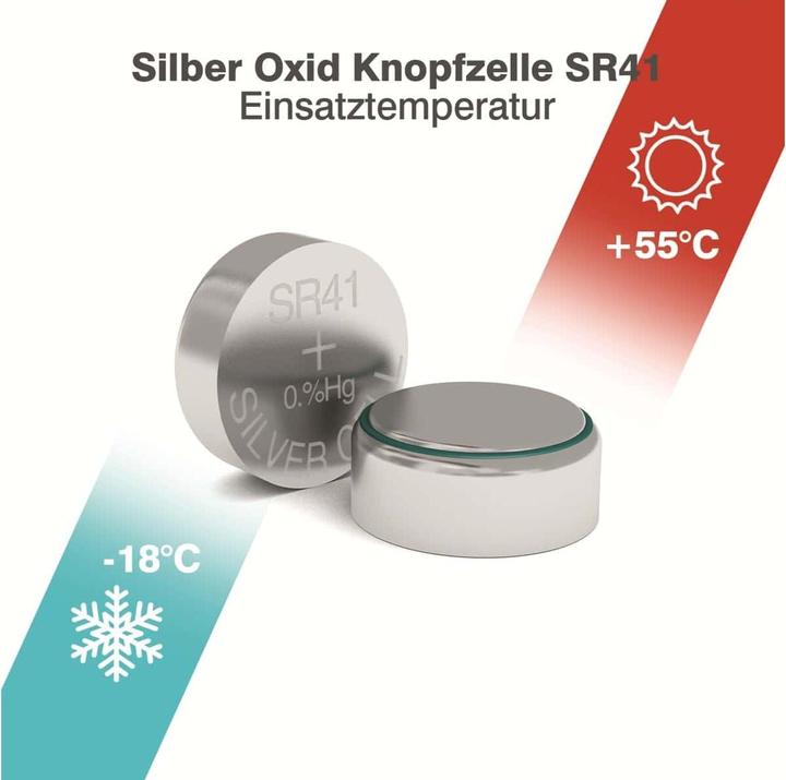Actual product image Camelion Silver oxide button cell SR41 / SG3, 1.55 Volt - 5 pieces (5 pcs., LR41, 40 mAh)