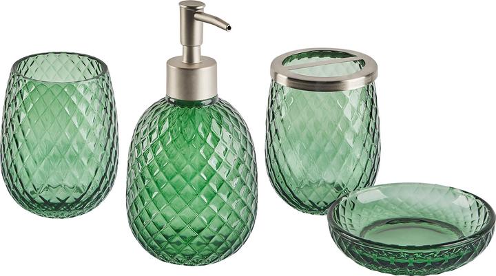 Immagine prodotto Beliani Set da bagno 4 pezzi in vetro verde CANOA