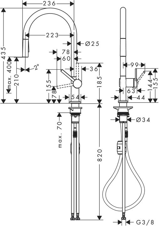 Actual product image hansgrohe HG single-lever sink mixer 210 TALIS M Pull-out spray stainless steel finish
