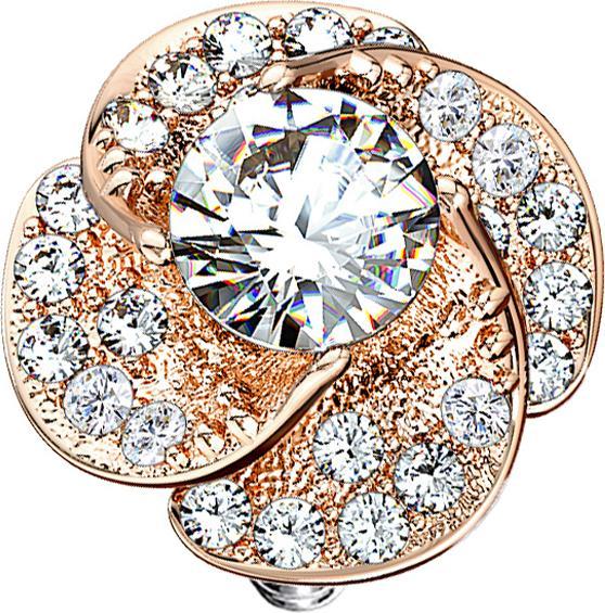 Star Piercing Dermal Anchor rosegold Rose mit Kristall (Chirurgenstahl 316L, Messing)