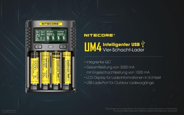 Image du produit Nitecore Chargeur USB UM4 (1 pcs, 14500, 16340, 18650, Piles rechargeables + chargeur)