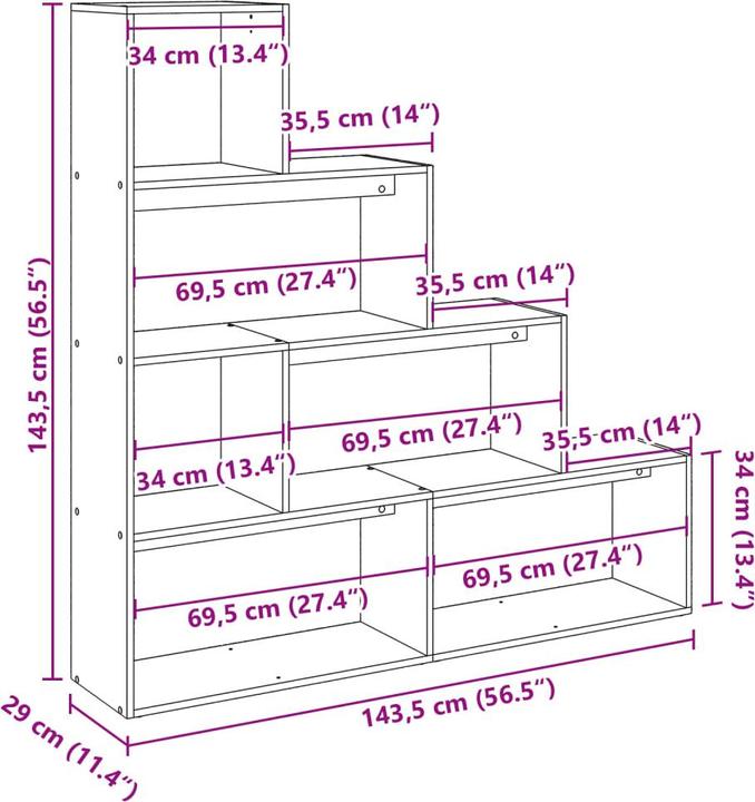 Nutritional values and ingredients VidaXL Room divider Bookcase Standing shelf Staircase shelf 4 steps Sonoma oak