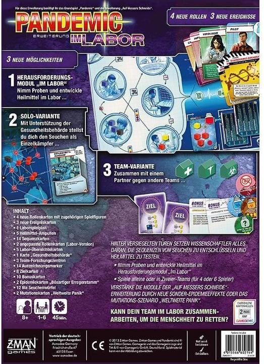 Produktbild Z-Man Games ZMND0017 - Pandemie: Im Labor, für 1-6 Spieler, ab 8 Jahren (DE-Erweiterung) (Deutsch)