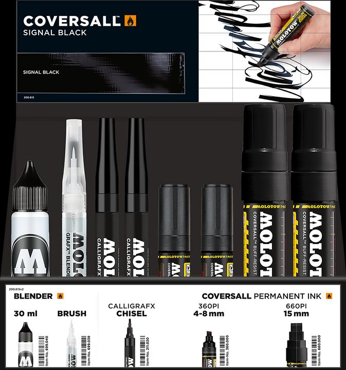 Actual product image Molotow Display Sales Display Coversall Marker Selection (Signal black, 33 x)