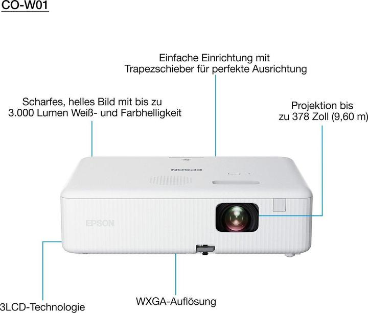 Image du produit Epson CO-W01 (WXGA, 3000 lm, 1.27 - 1.71:1)