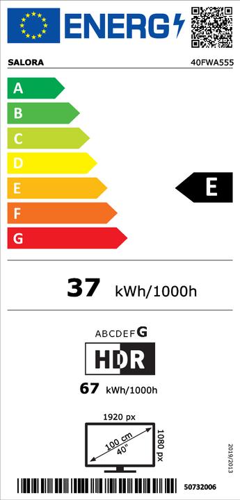 Etichetta energetica Salora 40FWA555 led-tv Bluetooth, Wifi, Android (40", LED, 2024)