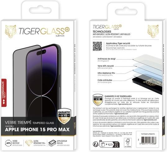 Produktbild Tiger Glas-Folie Recycelt, Privacy (1 Stück, Apple iPhone 15 Pro Max)