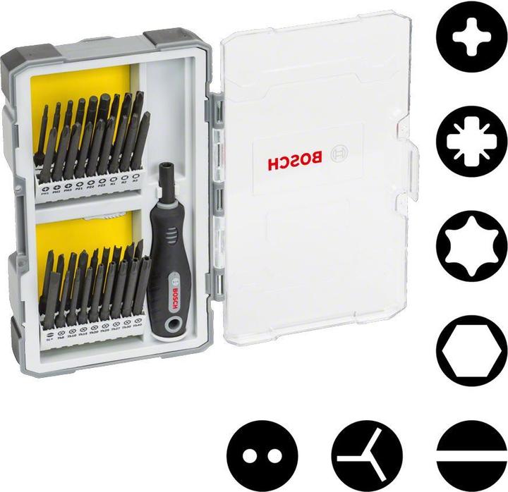 Produktbild Bosch Professional Zubehör 37-teil. Set m Schrauberbits u Griff, PH, PZ, SL, TH, TQ, H, TW, SP, R und Bith (PH1, SL6, PZ3, SP6, Th40, PH2, PZ2, Th20, Th10, TW1, TW3, HEX3, PZ1, PH3)