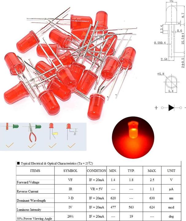 Produktbild OEM 30 Stk. LED Rot 5mm