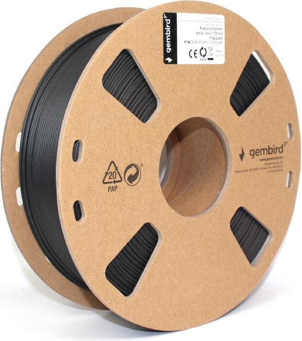 Actual product image Gembird Flashforge PLA-plus filament, Black 1.75 mm, 1kg (PLA+, 1.75 mm, 1291 g, Black)