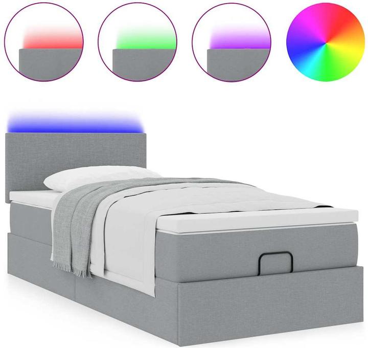 Produktbild VidaXL Ottoman-Bett mit Matratze Hellgrau 90x190 cm Stoff (90 x 190 cm)