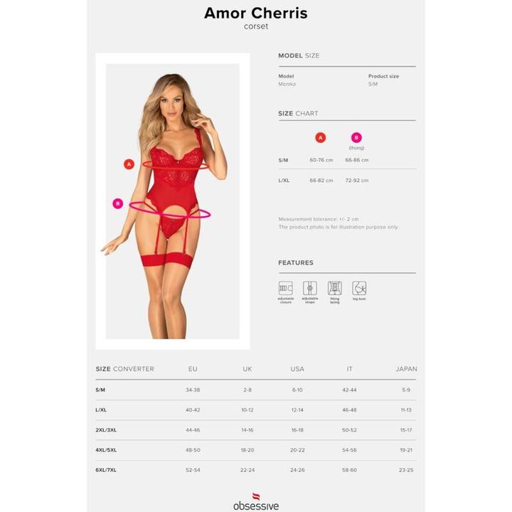 Produktbild Obsessive Amor Cherris Korsett & Tanga L/Xl (XL)