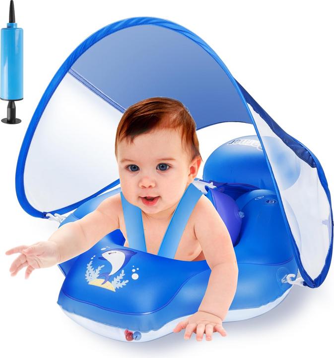 Actual product image Activity Board Swimming ring baby with UPF50+ sun canopy, swimming aid baby for the pool, adjustable