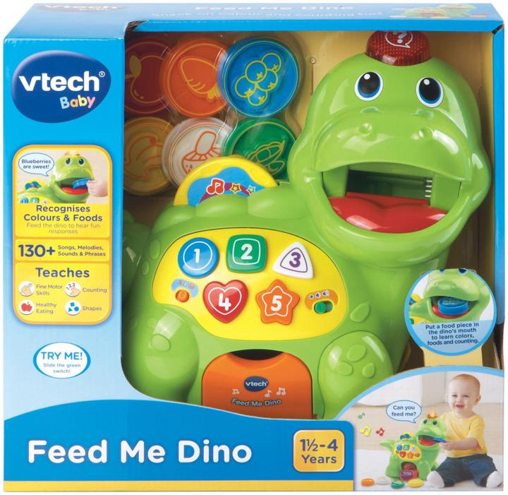 Produktbild VTech 157703 Baby Interactive Feed Me Dino | Musical Baby Toy with Numbers and Phrases (English Vers