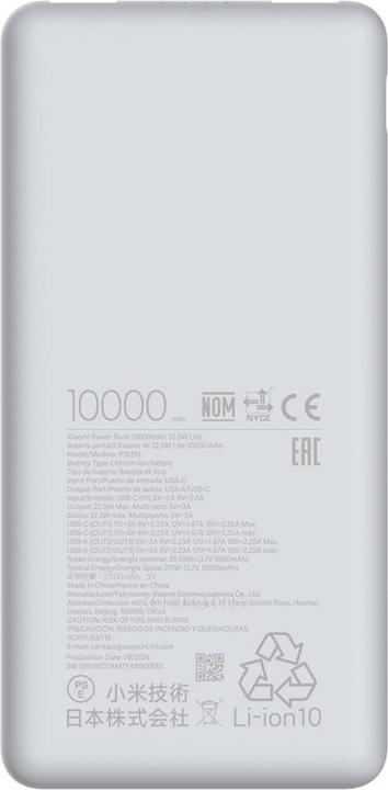 Immagine prodotto Xiaomi 22.5W Power Bank 10000mAh Lite (10000 mAh, 22.50 W, 22.50 Wh)