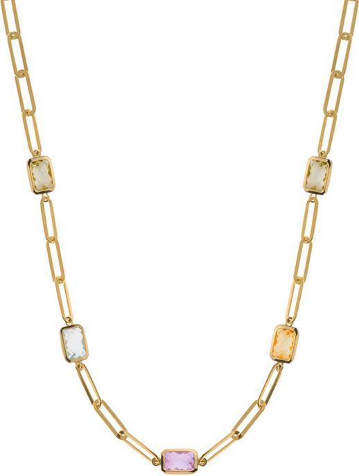Natsumi Schmuck Halskette Gelbgold 18K/750 Anker Farbsteine 45cm (750/18 K Gelbgold)