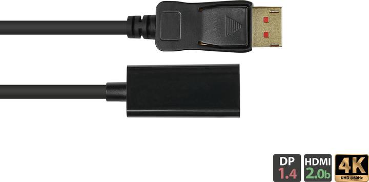 Image du produit Good Connections Adaptateur DisplayPort 1.4 mâle vers HDMI 2.0b femelle, 4K @60Hz, contacts dorés, env. 20cm, Good C (HDMI, 20 cm)